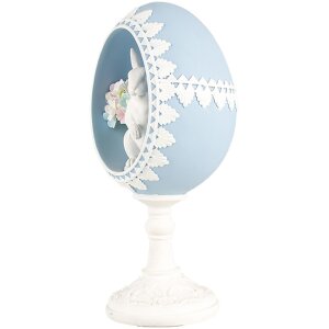 Clayre & Eef 6PR5146 Decoratie Ei Blauw Wit 11x9x21 cm Retro Vintage Stijl