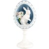Clayre & Eef 6PR5146 Decoratie Ei Blauw Wit 11x9x21 cm Retro Vintage Stijl