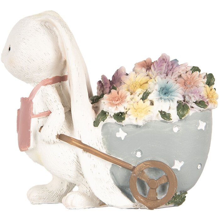 Clayre & Eef 6PR5148 Decoratie Konijn Wit Roze 11x6x10 cm Landelijke stijl