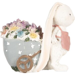 Clayre & Eef 6PR5148 Decoratie Konijn Wit Roze 11x6x10 cm Landelijke stijl