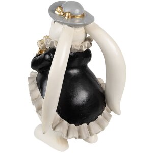Clayre & Eef 6PR5150 Decoratie Konijn Wit Zwart Goud 14x13x22 cm