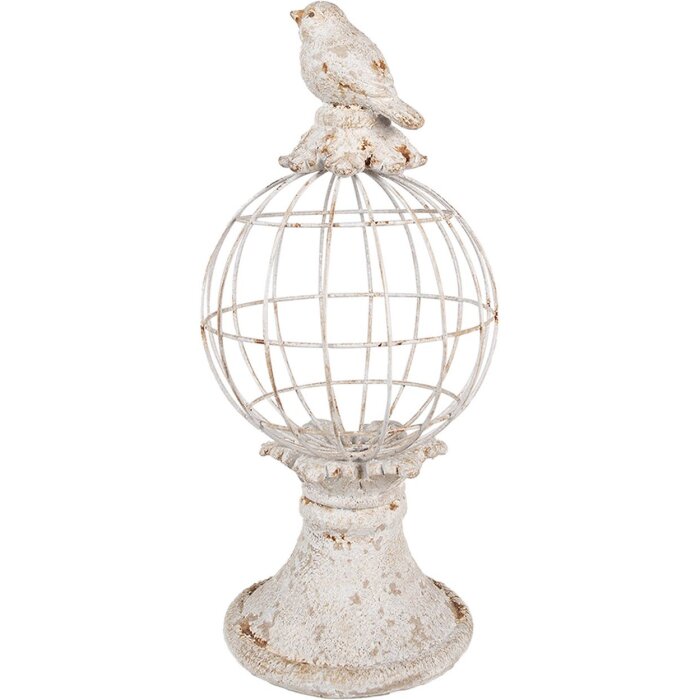 Clayre & Eef 6PR5151 Decoratie Vogel Ø 20x44 cm Grijs Antiek Stijl Polyresin