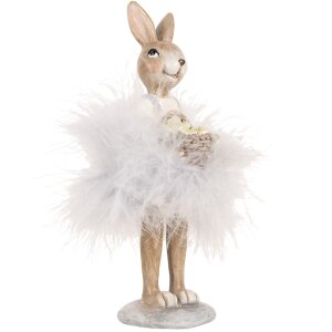 Clayre & Eef 6PR5250 Decoratie Konijn Beige Grijs 6x6x17 cm Landelijke stijl