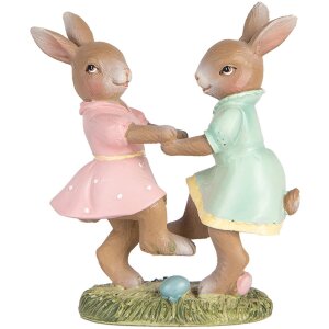 Clayre & Eef 6PR5437 Decoratie Konijn 8x3x8 cm Beige Roze Mintgroen