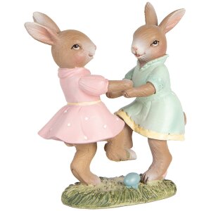 Clayre & Eef 6PR5437 Decoratie Konijn 8x3x8 cm Beige Roze Mintgroen