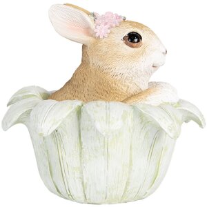 Clayre & Eef 6PR5450 Decoratie Konijn Beige Groen 12x12x12 cm