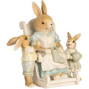 Clayre & Eef 6PR5451 Decoratie Konijn Beige Groen 18x11x17 cm Polyresin