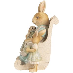 Clayre & Eef 6PR5451 Decoratie Konijn Beige Groen 18x11x17 cm Polyresin