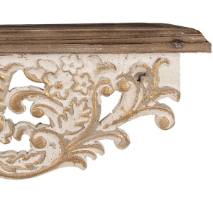 Clayre & Eef 5H0713 Wandplank Set van 2 Antiek Stijl Wit 70x18x22cm 60x14x19cm