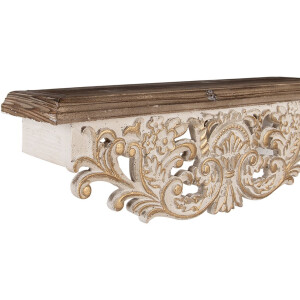 Clayre & Eef 5H0713 Wandplank Set van 2 Antiek Stijl Wit 70x18x22cm 60x14x19cm