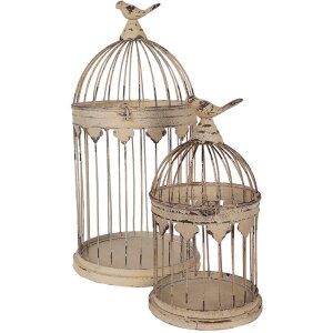 Clayre & Eef 5Y1283 Decoratieve Vogelkooi Set Antiek...