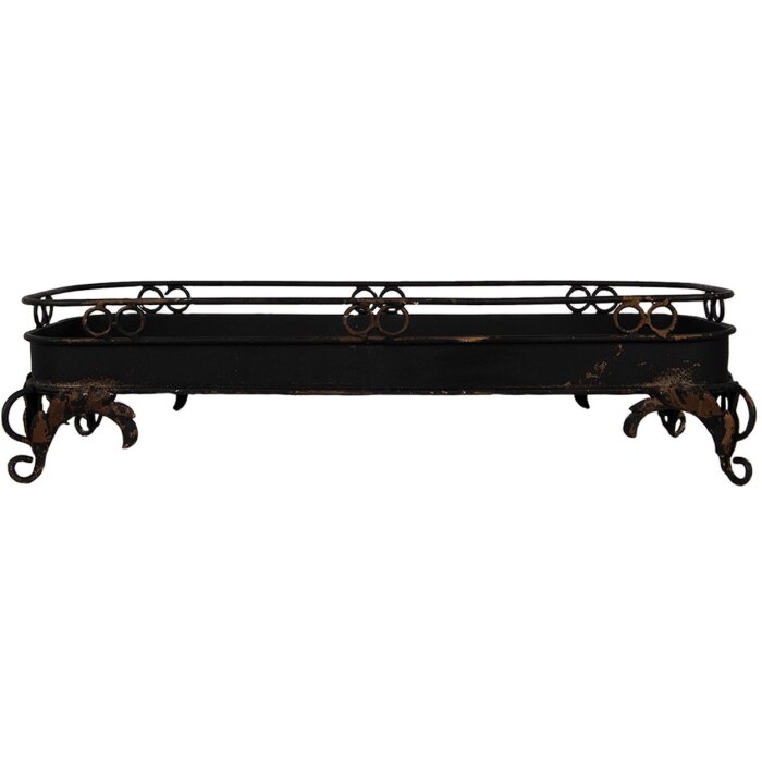 Clayre & Eef 5Y1284 Dienblad Zwart Ijzer 55x20x14 cm Antieke Stijl Decoratie