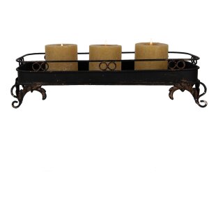 Clayre & Eef 5Y1284 Dienblad Zwart Ijzer 55x20x14 cm Antieke Stijl Decoratie