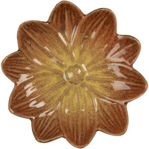 Clayre & Eef Schaal Bloem Oranje Geel Ø14x3 cm...