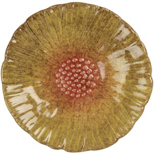 Clayre & Eef 6CE2161 Schaal Bloem Geel-Oranje Ø 14x3 cm keramiek botanisch