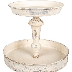 Clayre & Eef Etagère IJzer Vintage-Beige Ø42x75 cm Antieke stijl Drielaags