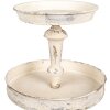 Clayre & Eef Etagère IJzer Vintage-Beige Ø42x75 cm Antieke stijl Drielaags