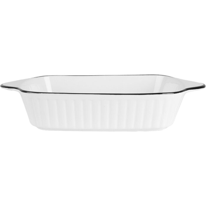 Clayre & Eef 6CE2165 Kom Wit Zwart 26x15x5 cm 550 ml Keramisch Rechthoekig