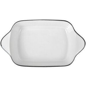 Clayre & Eef 6CE2165 Kom Wit Zwart 26x15x5 cm 550 ml Keramisch Rechthoekig