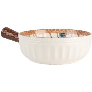 Clayre & Eef 6CE2171 Kom Retro Vintage Keramiek Wit Bruin 22x16x6 cm 500 ml