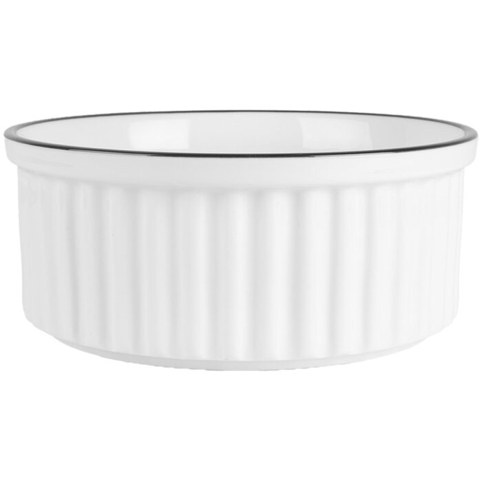 Clayre & Eef 6CEBO0211 Keramische Kom Wit Zwart Ø 16x7 cm 650 ml Rond Modern