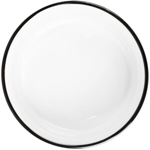 Clayre & Eef 6CEBO0211 Keramische Kom Wit Zwart Ø 16x7 cm 650 ml Rond Modern