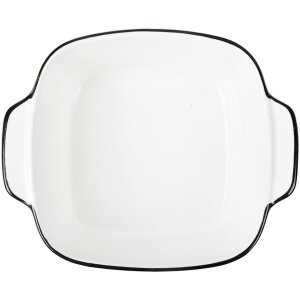 Clayre & Eef 6CEBO0213 Keramische Kom Wit Zwart 15x12x5 cm 400 ml Modern
