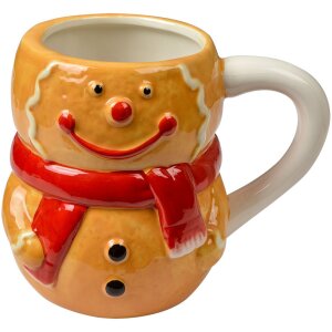 Keramiekbeker Lebkuchenman 525ml bruin rood