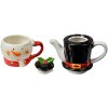 Clayre & Eef Tea for One Sneeuwman Theepot Keramiek Wit Rood 525ml