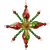 Clayre & Eef 6GL4705 Kerstlabel glas Ø 16x3 cm groen rood landelijke stijl