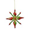 Clayre & Eef 6GL4705 Kerstlabel glas Ø 16x3 cm groen rood landelijke stijl