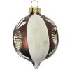 Clayre & Eef kerstbal bruin wit Ø 5 cm hoogte 7 cm glas landelijke stijl