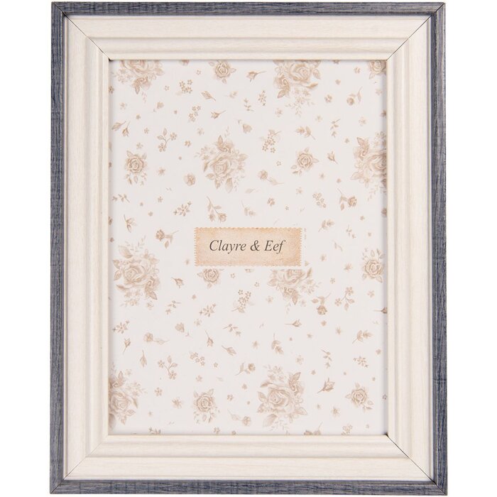 Clayre & Eef Foto frame Wit Blau 10x15 cm Plattelandstype MDF hout en glas