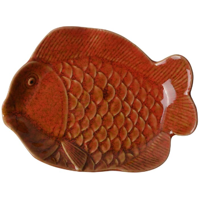 Clayre & Eef 6CE2162 Schaal Vis Keramiek Oranje 16x11x3 cm