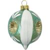 Clayre & Eef 6GL4707 kerstbal blauw wit Ø 5x7 cm glas landelijke stijl