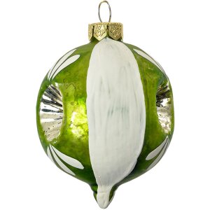 Clayre & Eef 6GL4709 Kerstboom kerstballen glas groen wit Ø 5x7 cm landelijke stijl