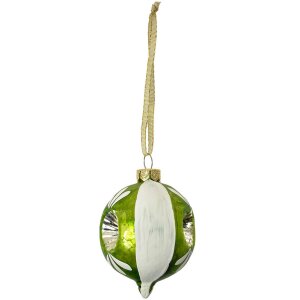 Clayre & Eef 6GL4709 Kerstboom kerstballen glas groen wit Ø 5x7 cm landelijke stijl