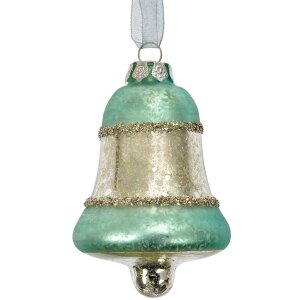 Clayre & Eef 6GL4710BL Glazen Kersthanger Blauw...