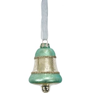 Clayre & Eef 6GL4710BL Glazen Kersthanger Blauw...
