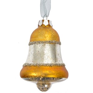 Clayre & Eef 6GL4710Y Kersthanger goud zilver Ø 5x9 cm glas landelijke stijl