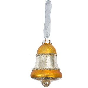 Clayre & Eef 6GL4710Y Kersthanger goud zilver Ø 5x9 cm glas landelijke stijl