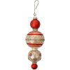 Clayre & Eef 6GL4712 Kersthanger glas Ø 6x17 cm rood wit landelijke stijl