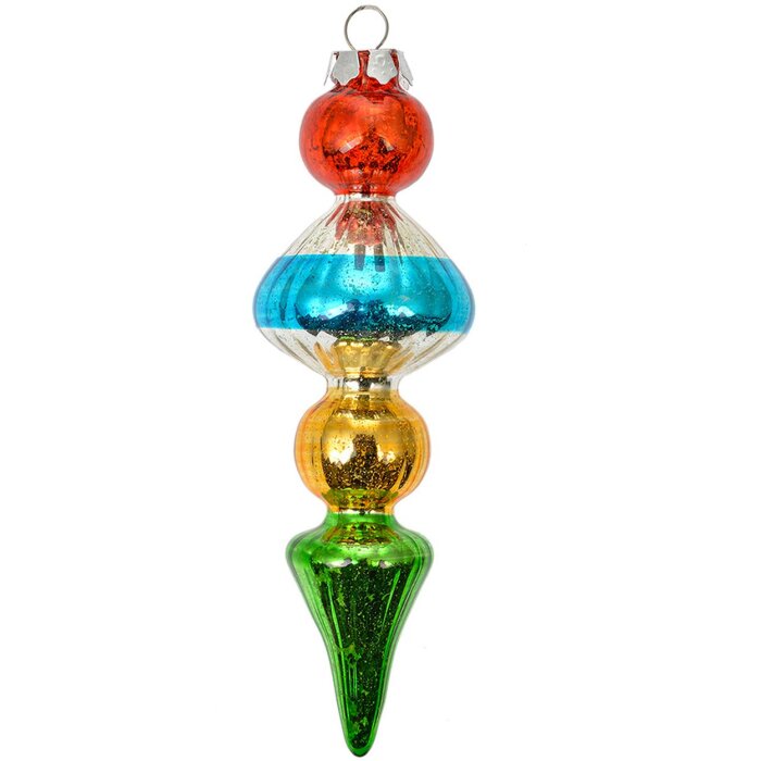 Clayre & Eef 6GL4713 Kersthanger glas Ø 5x16 cm Veelkleurig landelijke stijl