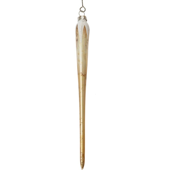 Clayre & Eef 6GL4714 Kersthanger glas beige grijs Ø 2x21 cm landelijke stijl