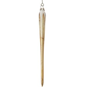 Clayre & Eef 6GL4714 Kersthanger glas beige grijs Ø 2x21 cm landelijke stijl