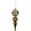 Clayre & Eef 6GL4715 Kersthanger glas groen zilver Ø 6x17 cm landelijke stijl