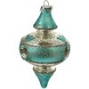 Clayre & Eef 6GL4716 Kersthanger Blauw Zilver Ø 8x13 cm Glas Landelijke Stijl