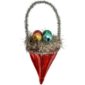 Clayre & Eef 6GL4717 Kersthanger glas rood zilver...