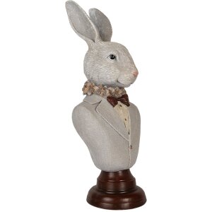Clayre & Eef 6PR5361 Decoratie Borstbeeld Konijn Grijs Bruin 15x13x39 cm