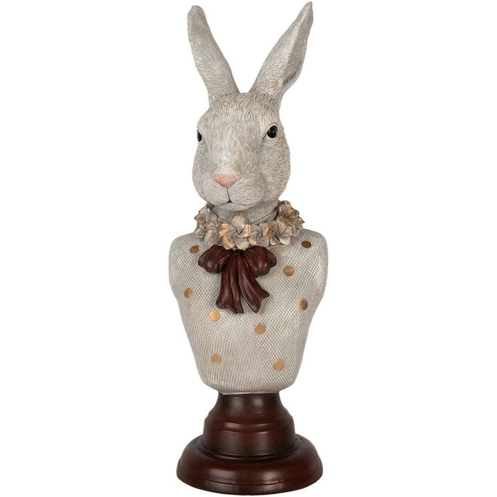 Clayre & Eef 6PR5362 Decoratie Borstbeeld Konijn Grijs 13x12x39 cm